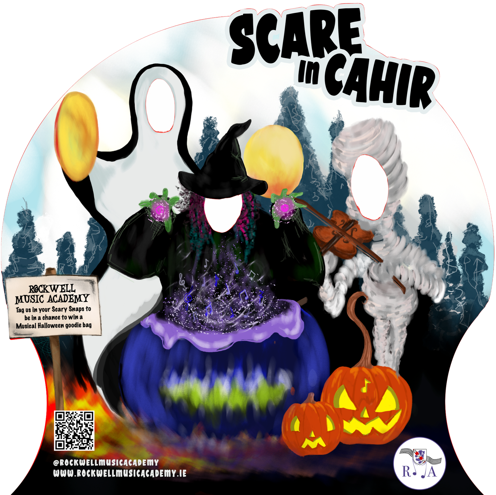 Scare in Cahir artwork for Rockwell Music Academy by Eamonn B Shanahan for Pinstripe Media